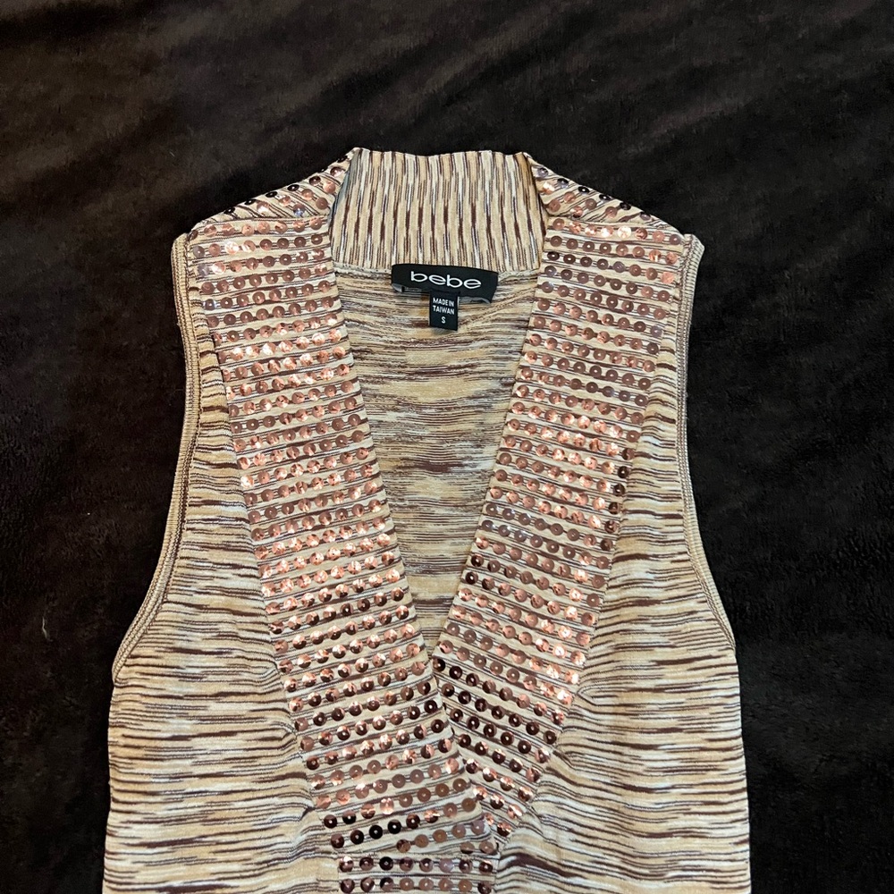 Bebe bodycon mini dress size small, tan brown gold